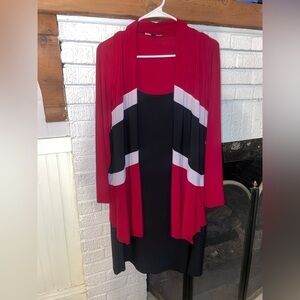 Vintage 90s Tiana b Black Cardigan Red White and Black Long Sleeve Size 14W